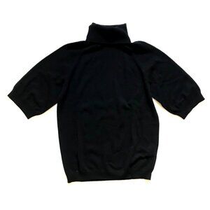Amina Rubinacci Knit Pullover Sweater Womens 40 XS Black Turtleneck Short Sleeve